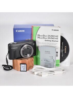 Canon PowerShot SX260 HS Digital Camera 12.1MP 20x Optical Zoom GPS 64GB SD NIB